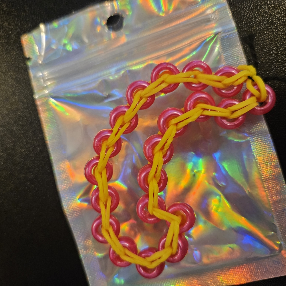 Pink and Yellow Beaded Bracelet